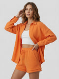 Célina | Ensemble 2 pièces en mousseline pour femme - Haut oversize boutonné et short ample