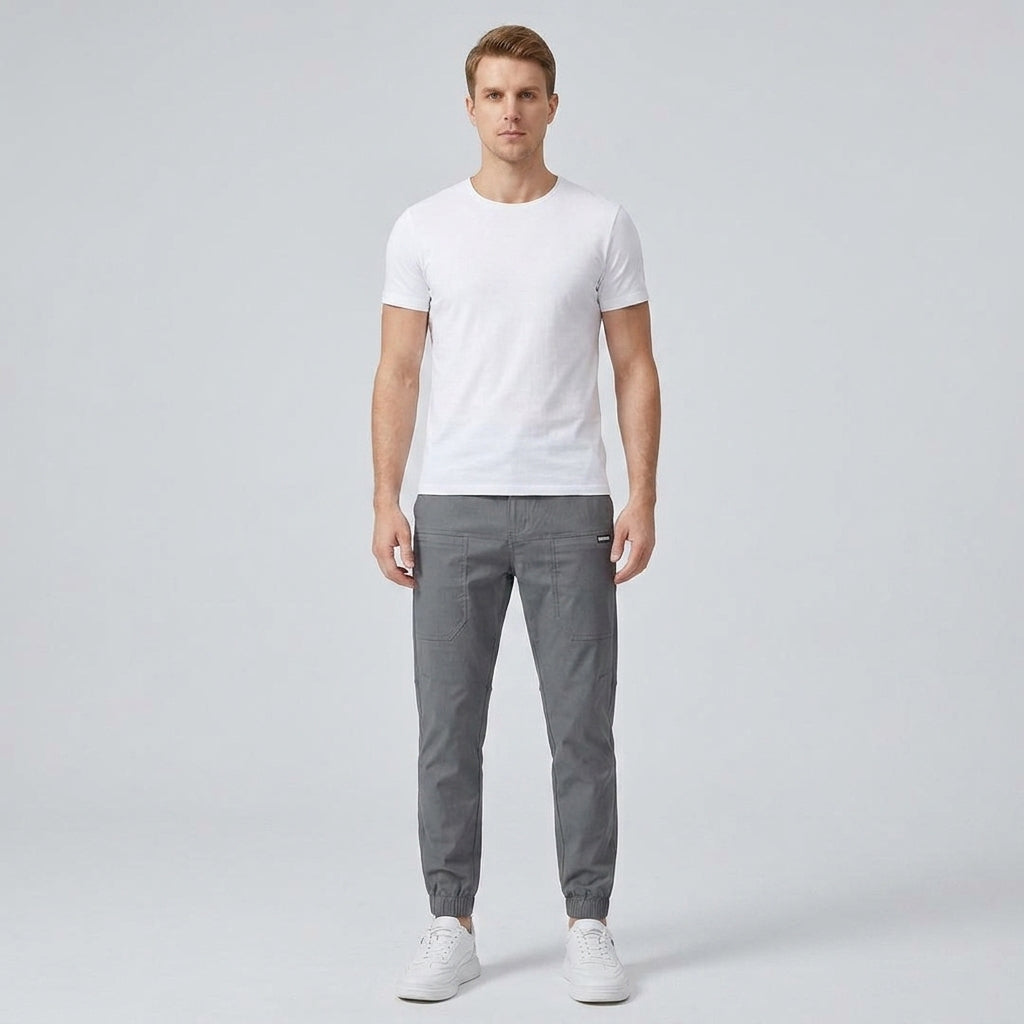 Damien | Pantalon cargo haut de gamme pour homme – Coton extensible, taille élastiquée