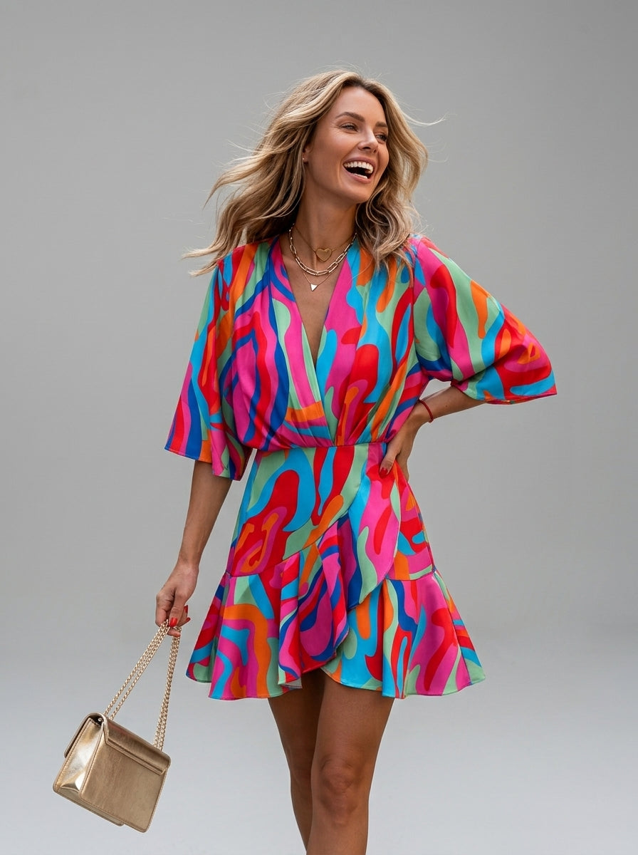 Everly | Mini-robe pour femme à manches chauve-souris - Robe décontractée