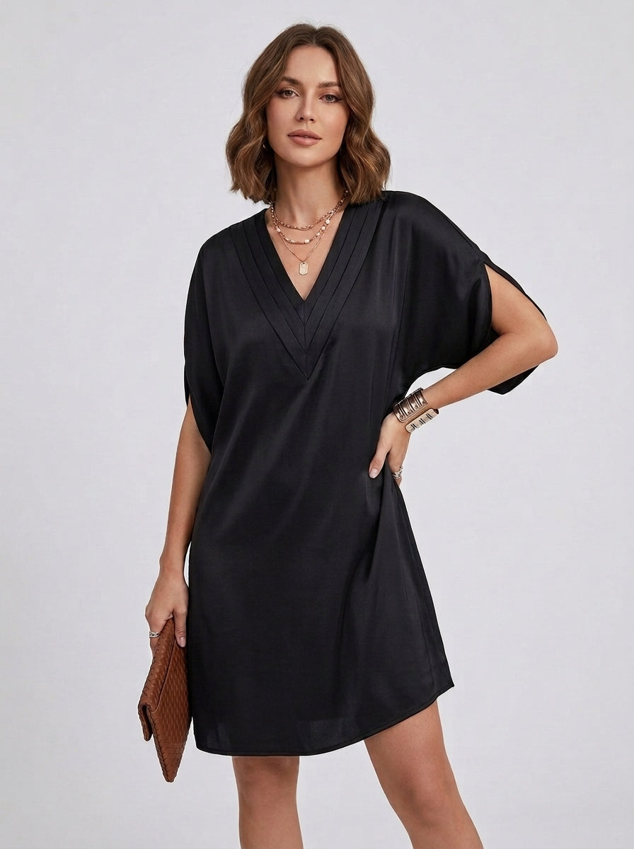 Nellie | Robe Fluide à Col en V pour Femme – Robe Élégante Coupe Ample avec Effet Amincissant au Niveau du Ventre