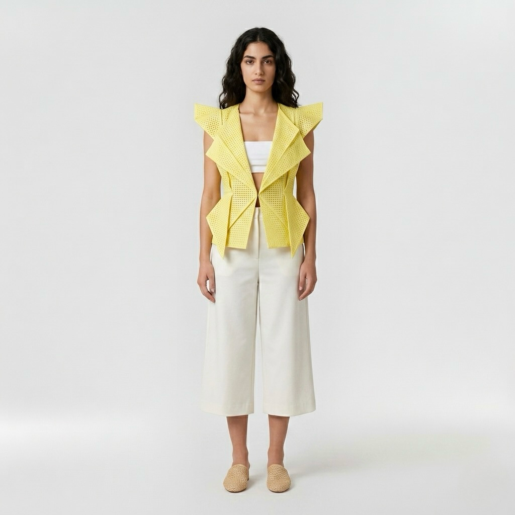 Gilet ouvert à volants architecturaux
