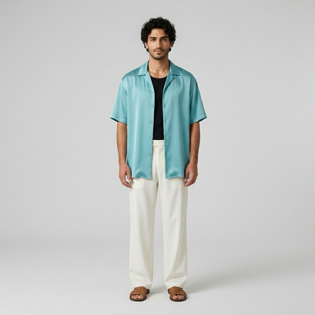 Chemise resort bleu azur
