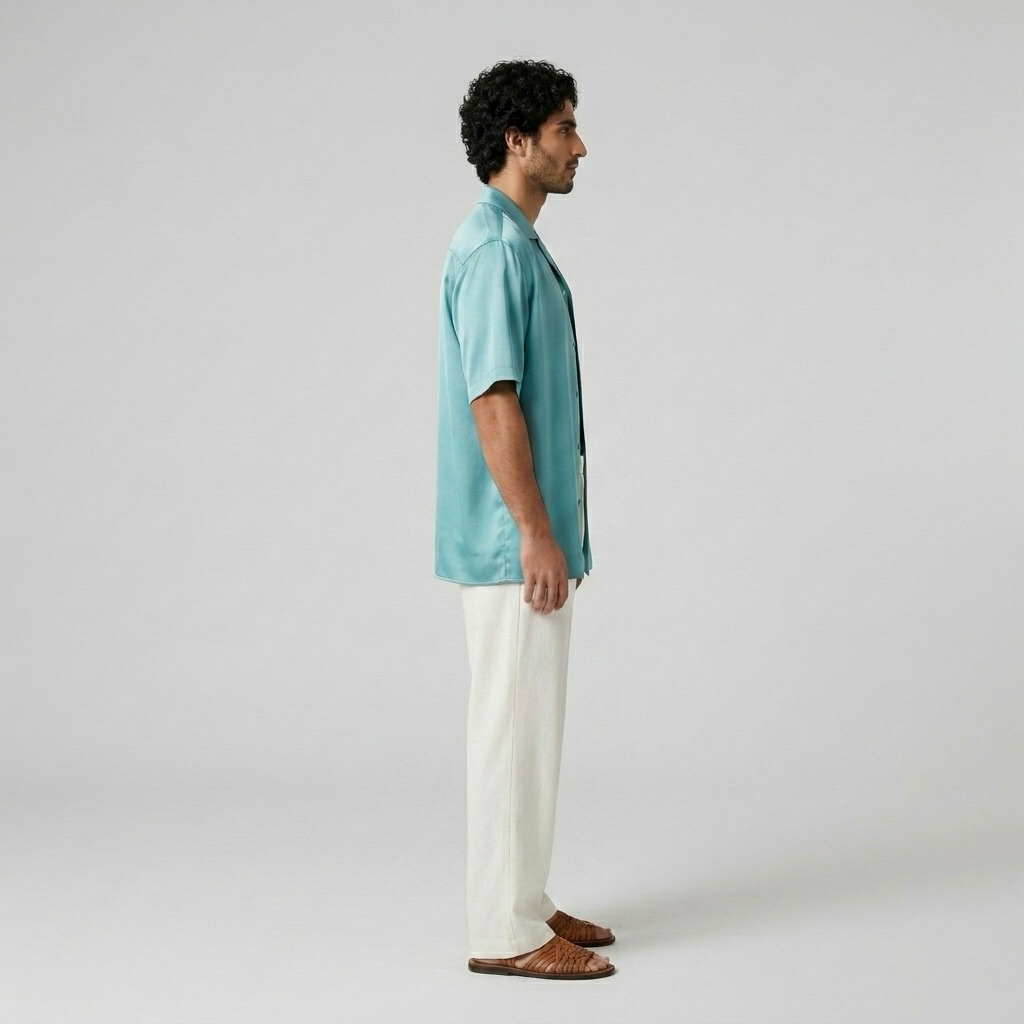 Chemise resort bleu azur