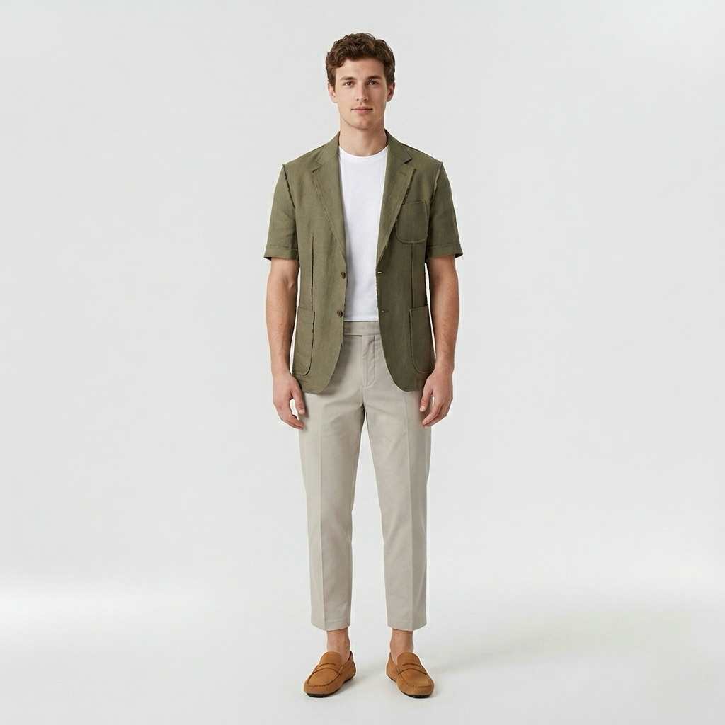 Blazer estival ajusté à manches courtes