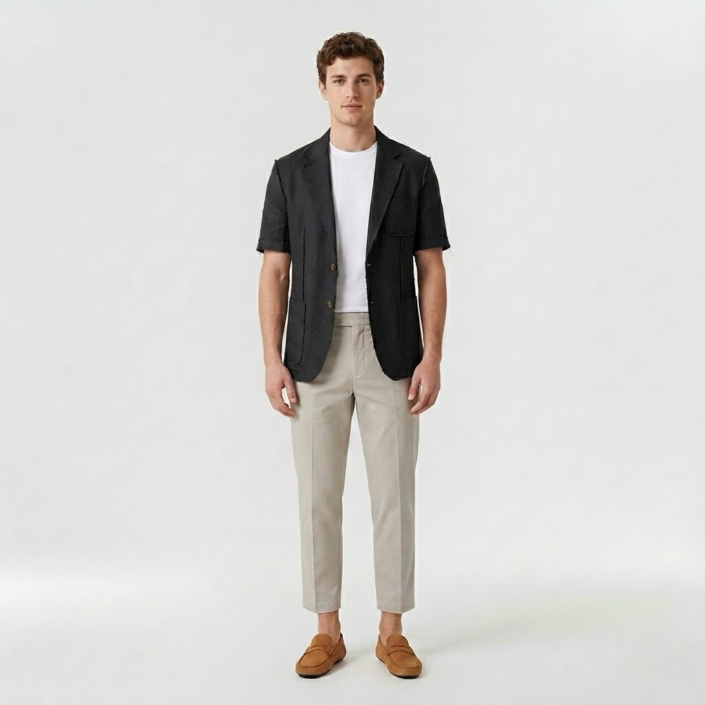 Blazer estival ajusté à manches courtes