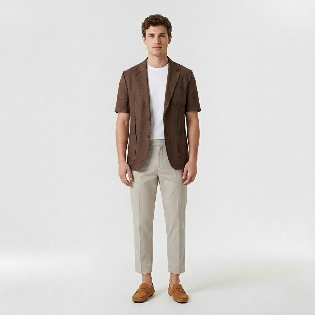 Blazer estival ajusté à manches courtes