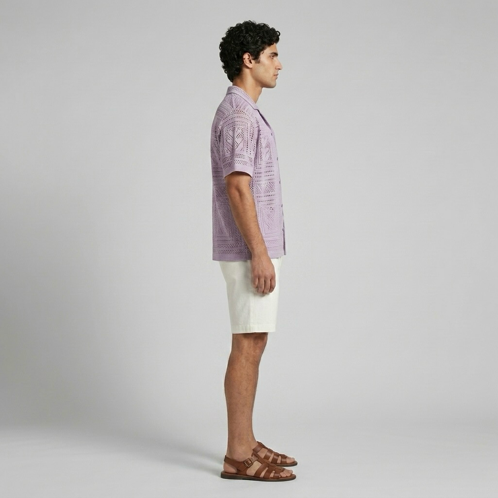 Chemise resort ajourée à motif géométrique