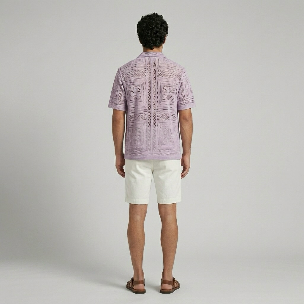 Chemise resort ajourée à motif géométrique