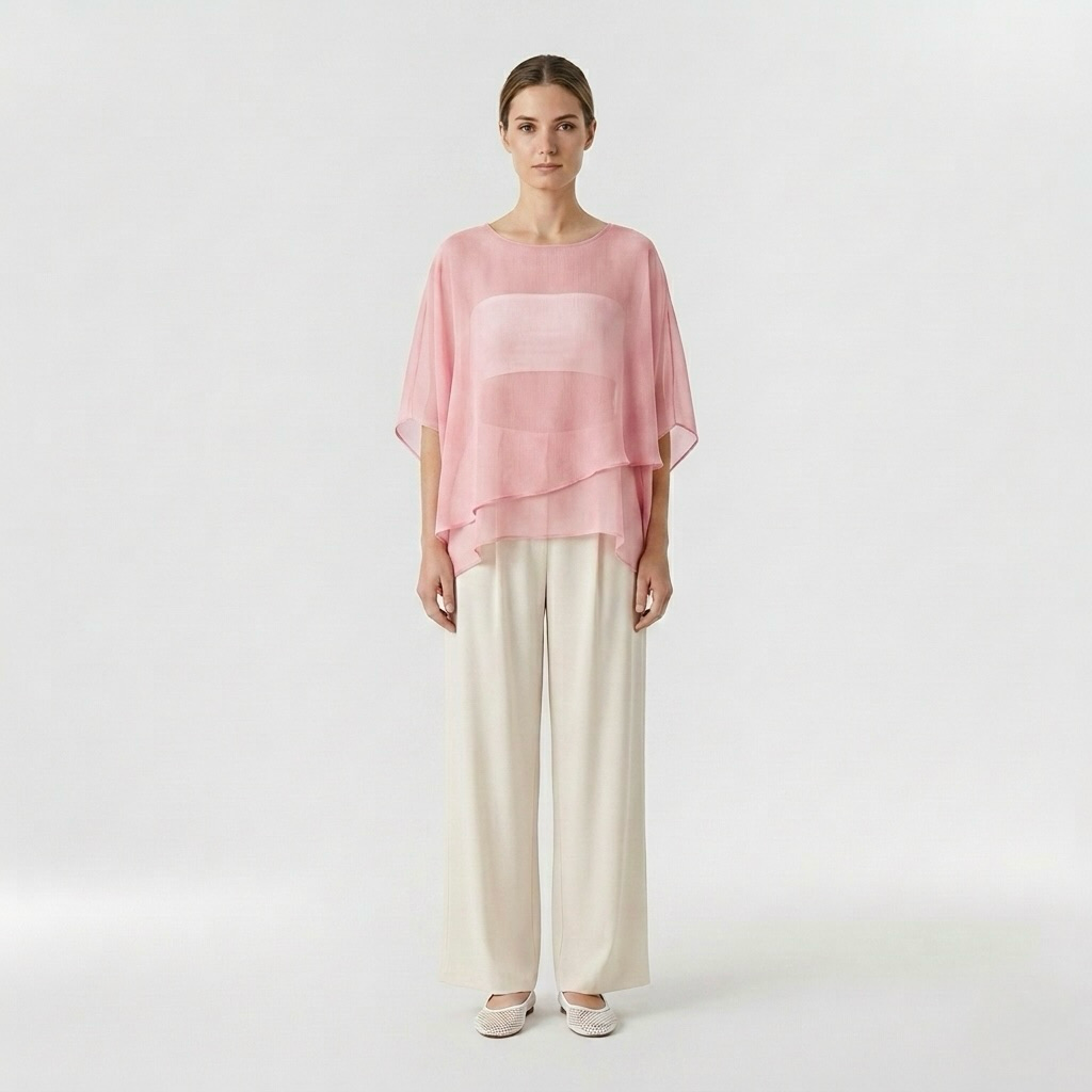 Blouse poncho transparente à superpositions