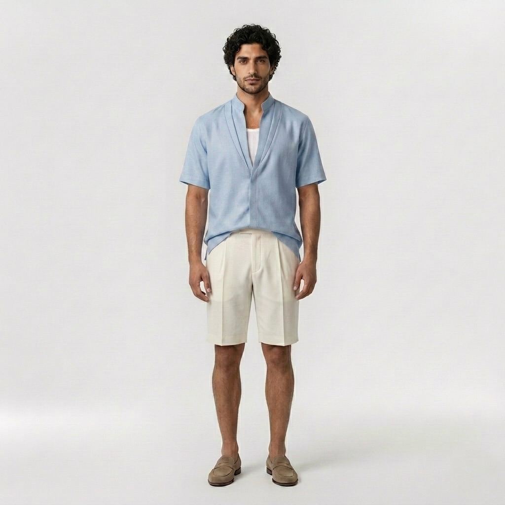 Chemise resort décontractée à col mao