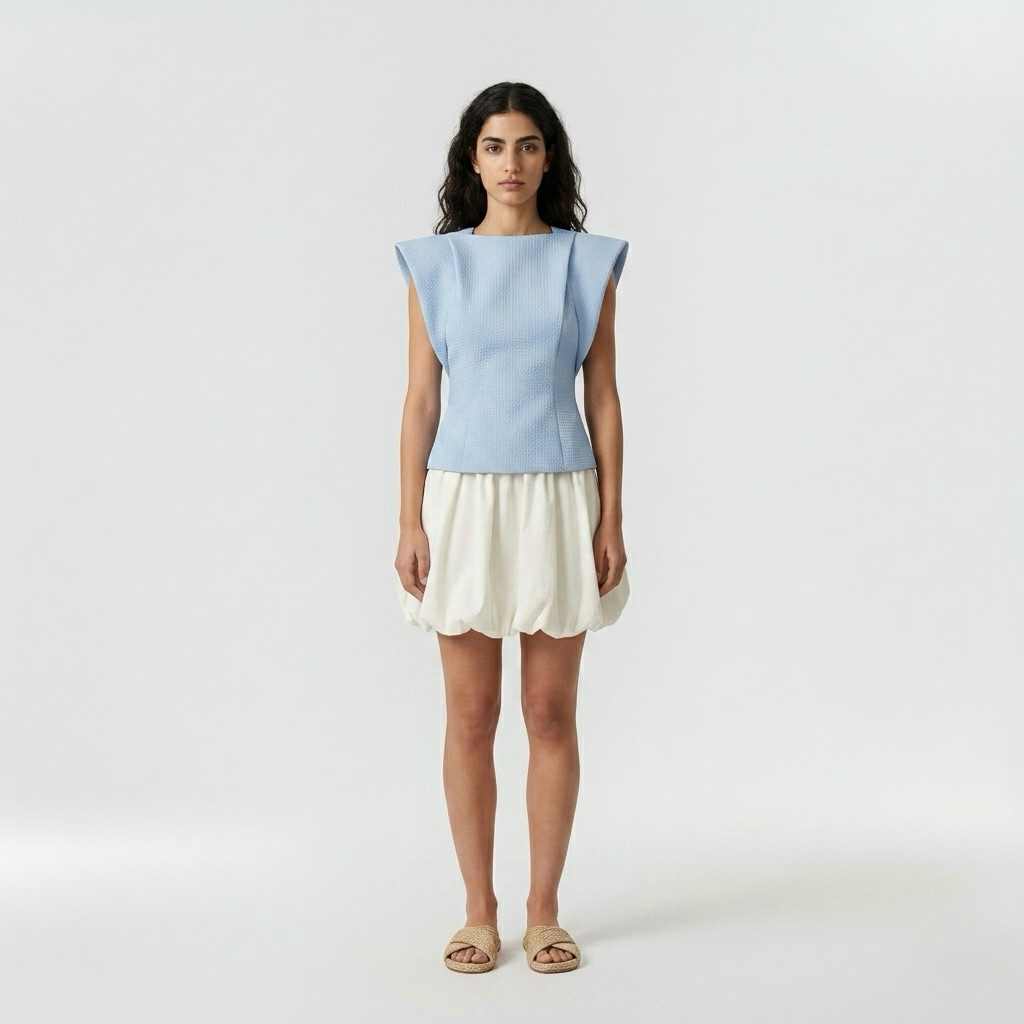 Ensemble top sculpté et jupe à ourlet bouffant