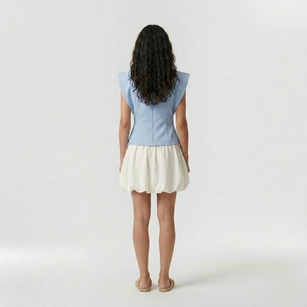 Ensemble top sculpté et jupe à ourlet bouffant