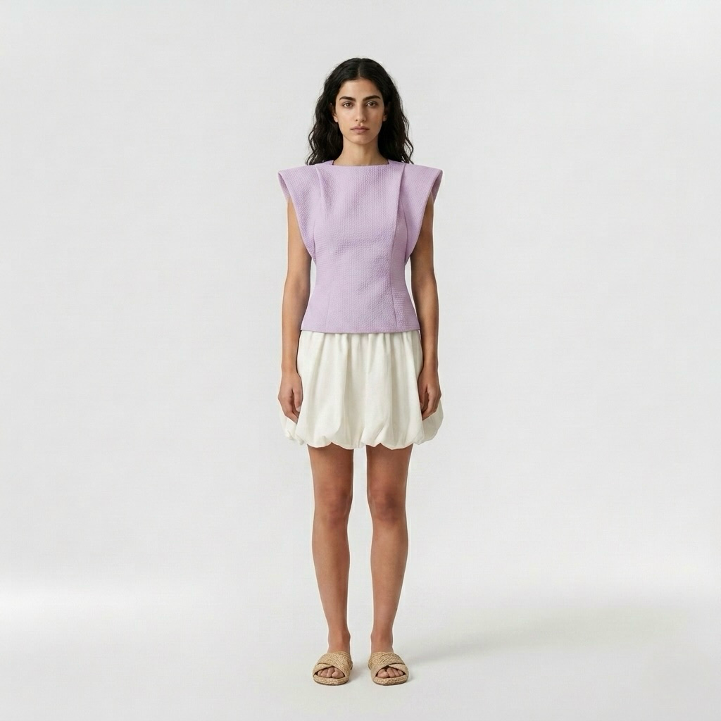 Ensemble top sculpté et jupe à ourlet bouffant