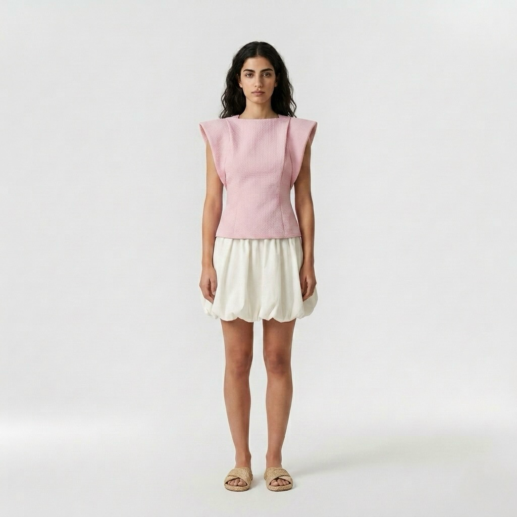 Ensemble top sculpté et jupe à ourlet bouffant