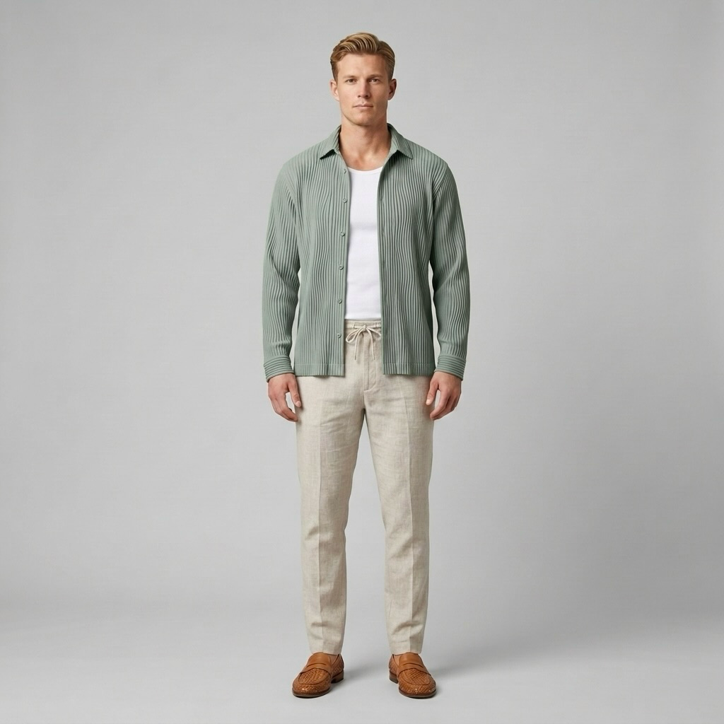 Chemise décontractée à texture plissée