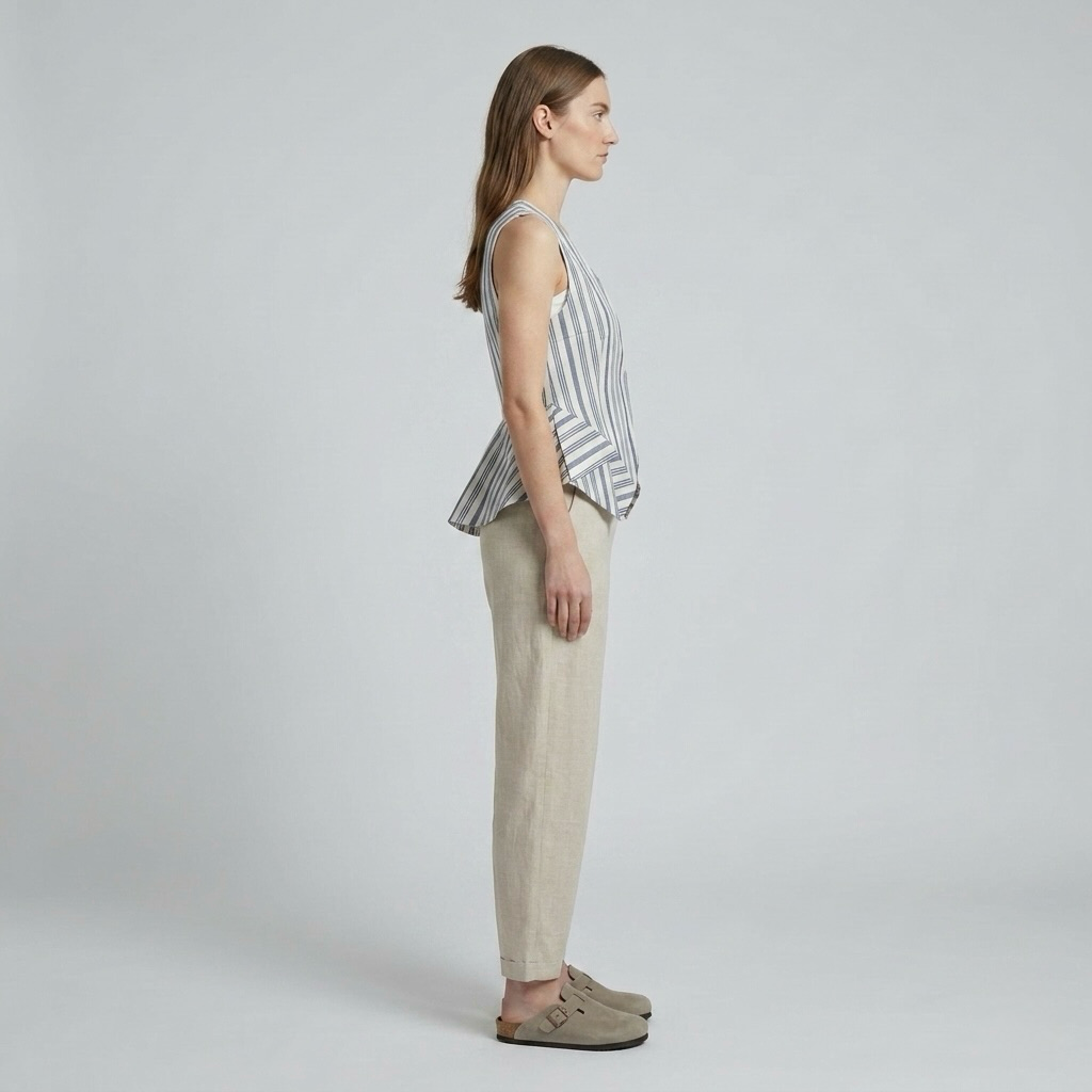 Gilet ouvert rayé ajusté