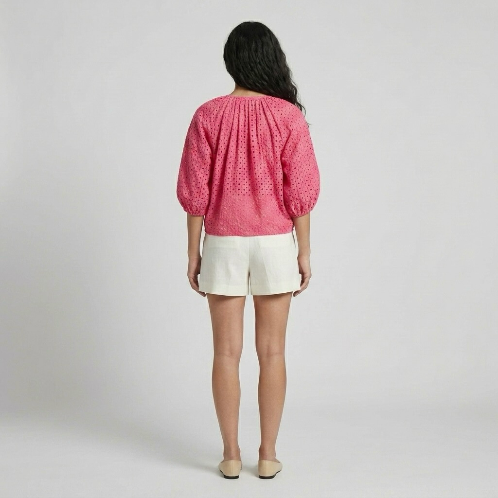 Veste à manches ballon en broderie anglaise
