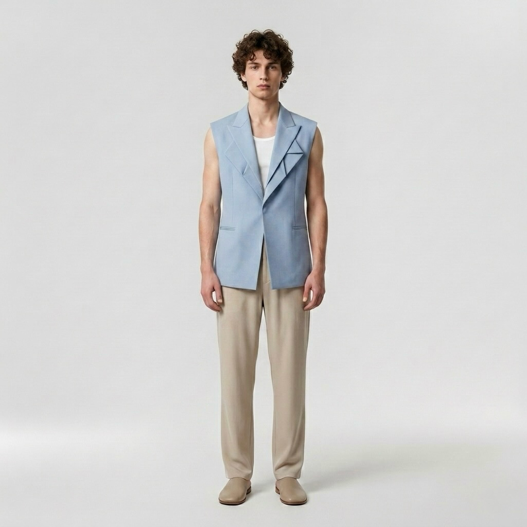 Blazer sans manches à revers architectural