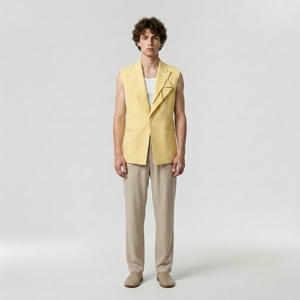Blazer sans manches à revers architectural