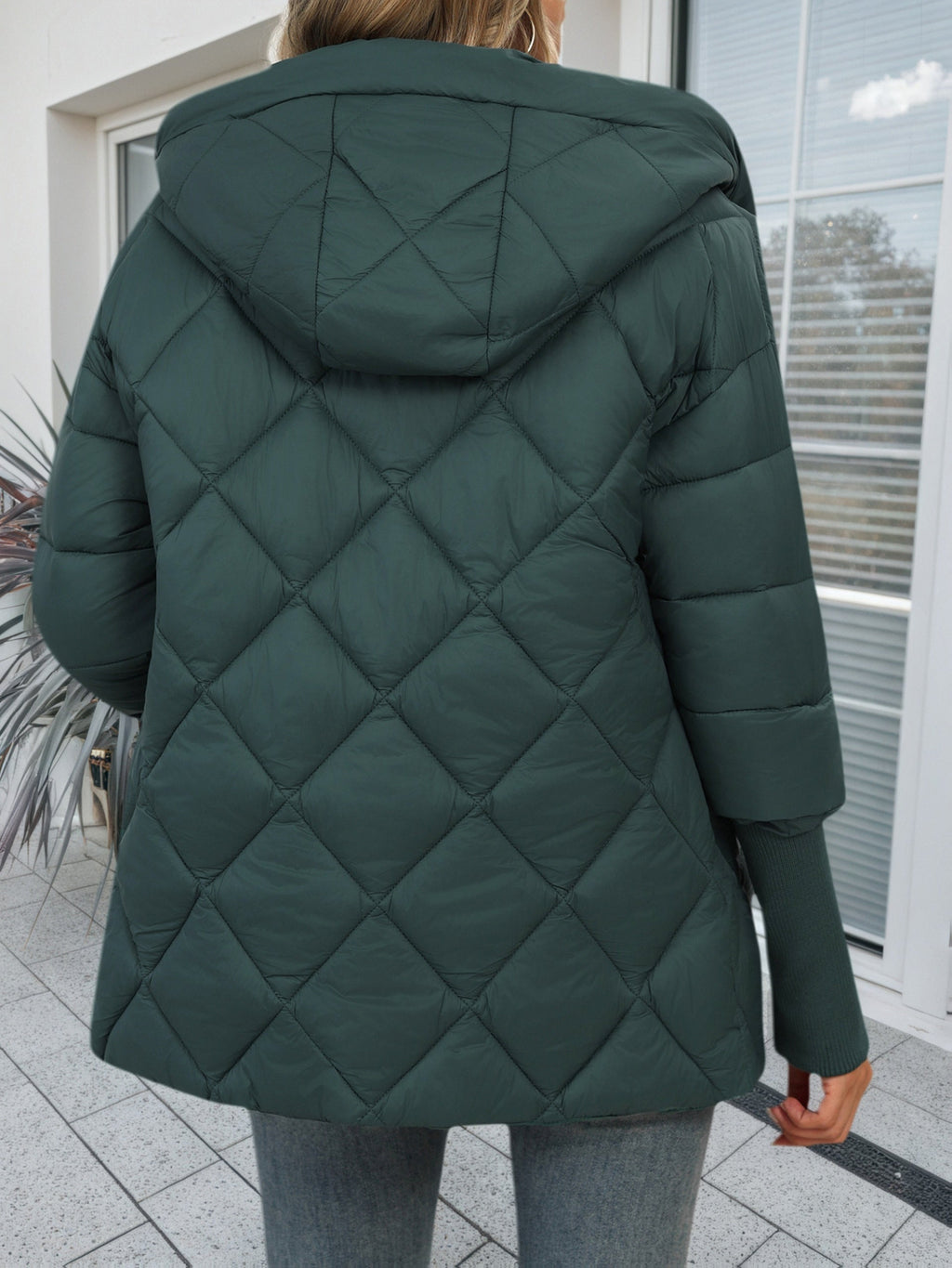 Junia | Manteau mi-long vert pour femme – Coupe décontractée et ample