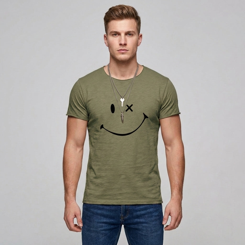 Briggs | T-shirt rétro pour homme avec motif « Smiley » - T-shirt à manches courtes en coton