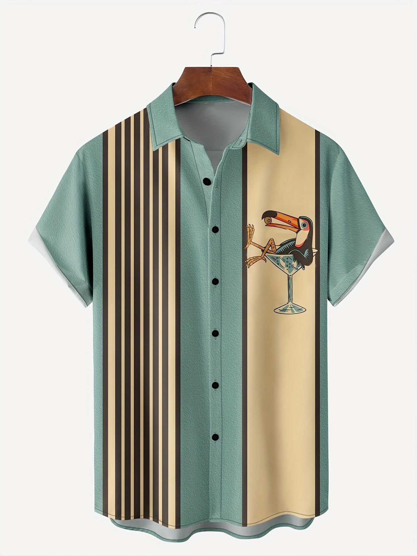 Quinley | Chemise rétro imprimée pour homme – Haut décontracté léger à manches courtes