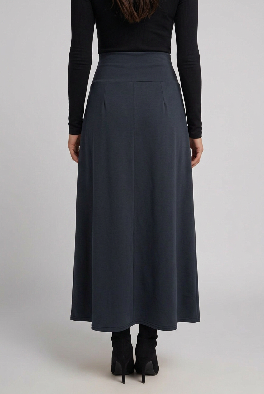 Anika | Jupe longue taille haute pour femme – Croisée sur le devant, coupe évasée en A
