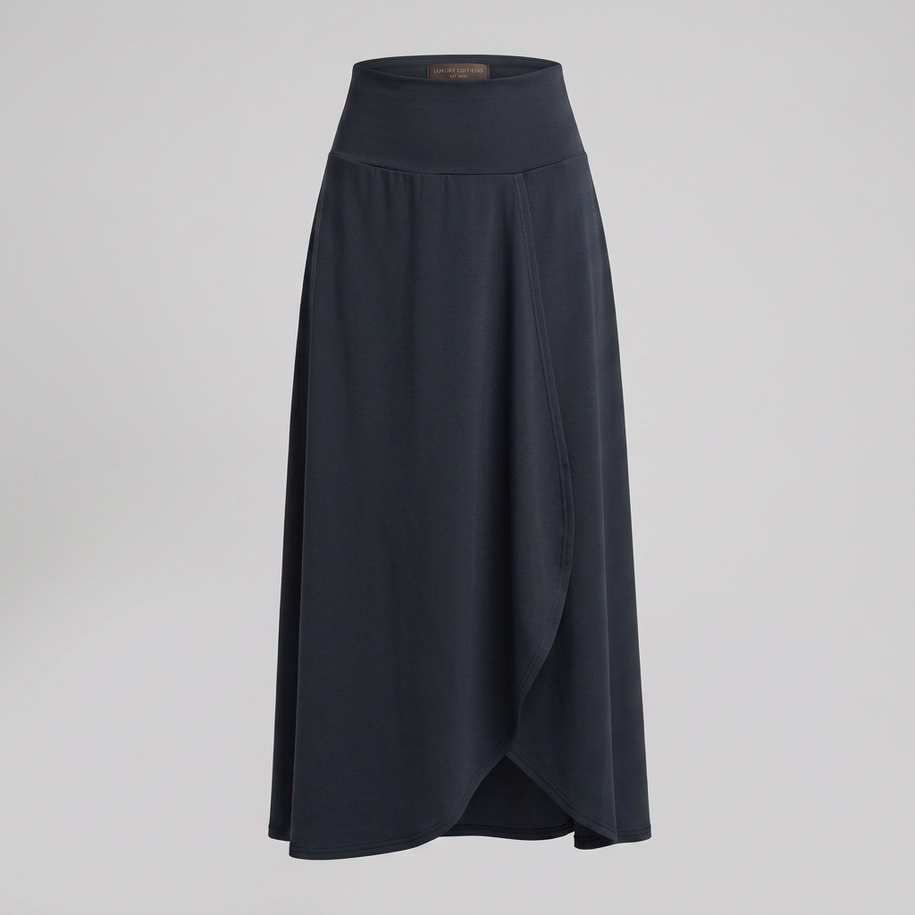 Anika | Jupe longue taille haute pour femme – Croisée sur le devant, coupe évasée en A