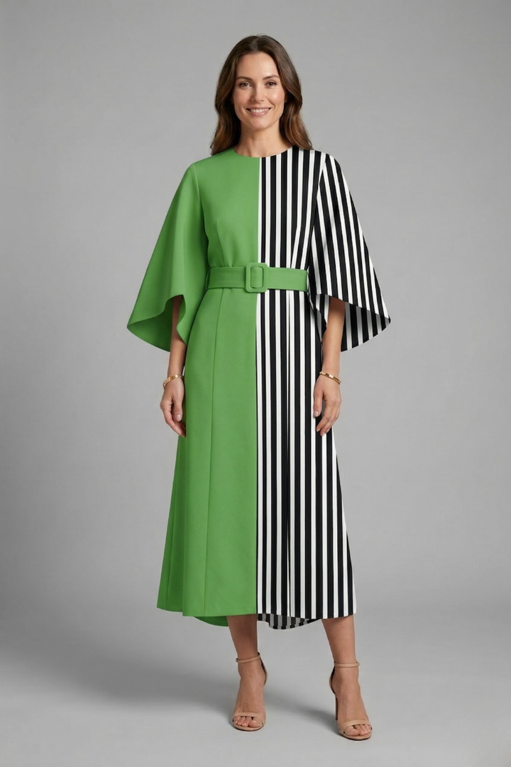 Ilaria | Robe midi à imprimé abstrait pour femme – Coupe ample, longueur mi-mollet