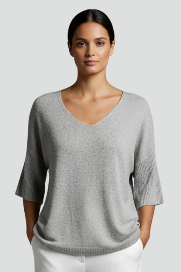 Arielle | T-shirt femme à col en V – Haut à manches courtes et coupe ample