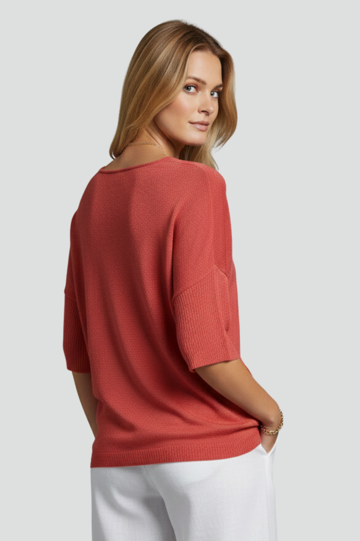 Arielle | T-shirt femme à col en V – Haut à manches courtes et coupe ample