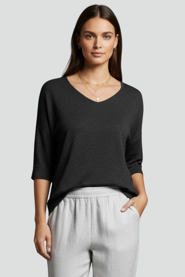 Arielle | T-shirt femme à col en V – Haut à manches courtes et coupe ample