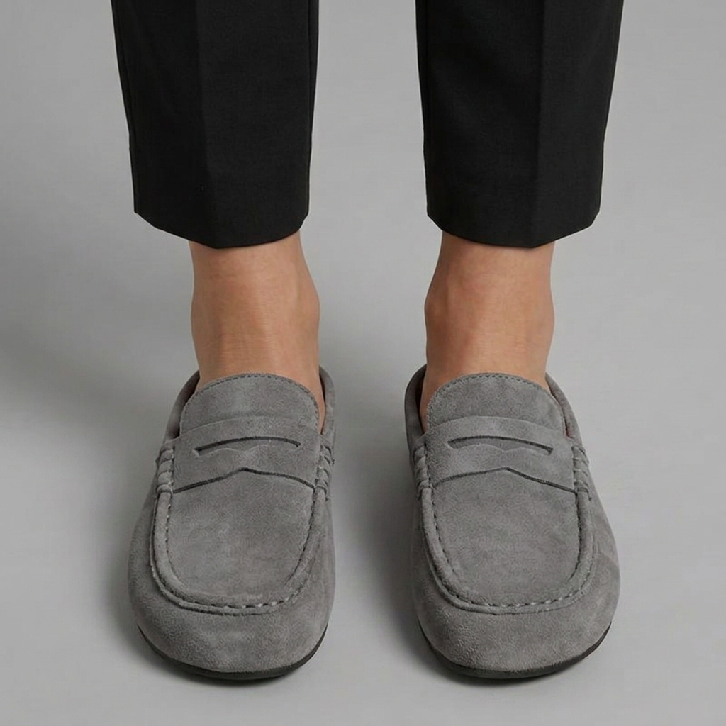Anara | Mocassins mules pour femmes en daim – Bout rond, chaussures à enfiler pour tous les jours