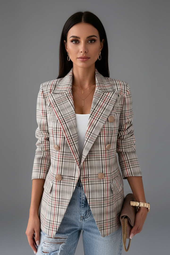 Danica | Blazer texturé pour femme – Coupe structurée, revers classiques