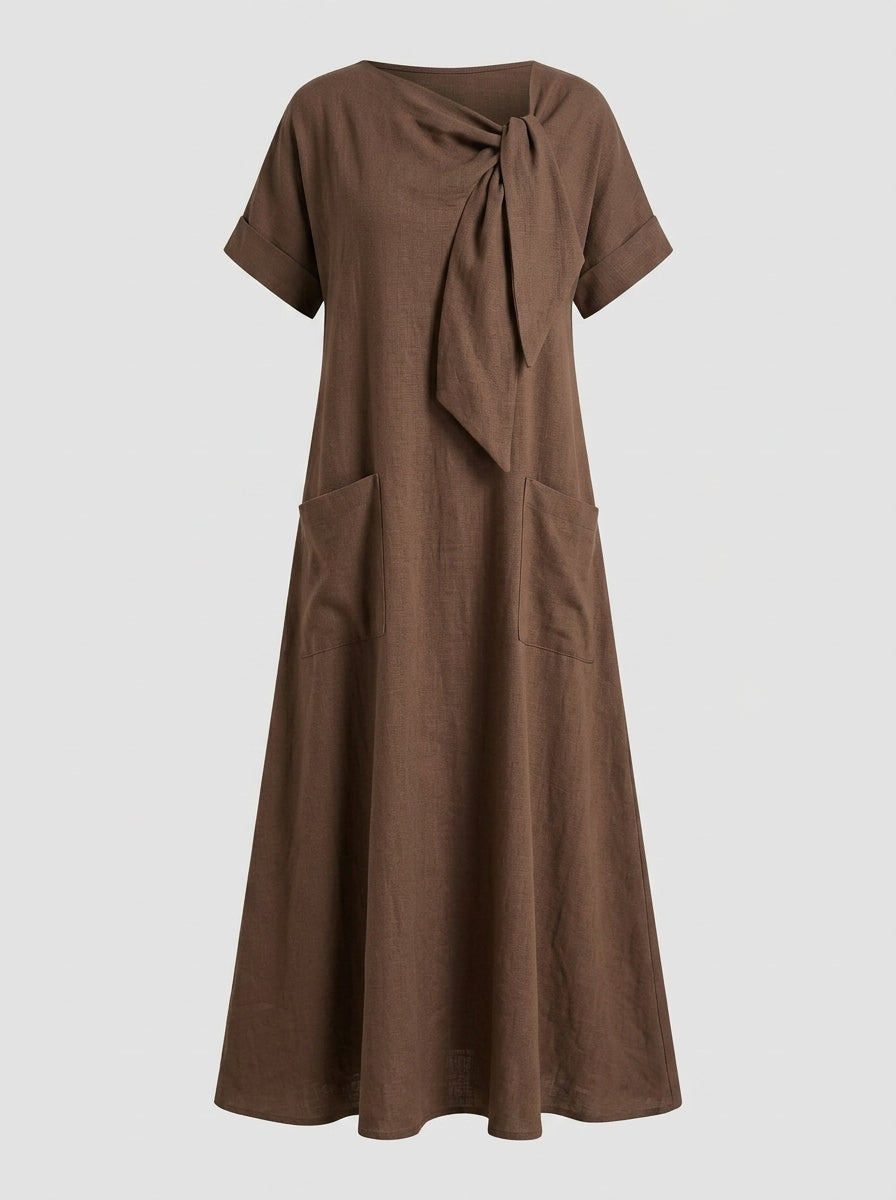 Maxine | Robe Élégante pour Femme – Robe Fluide à Col Noué avec Poches