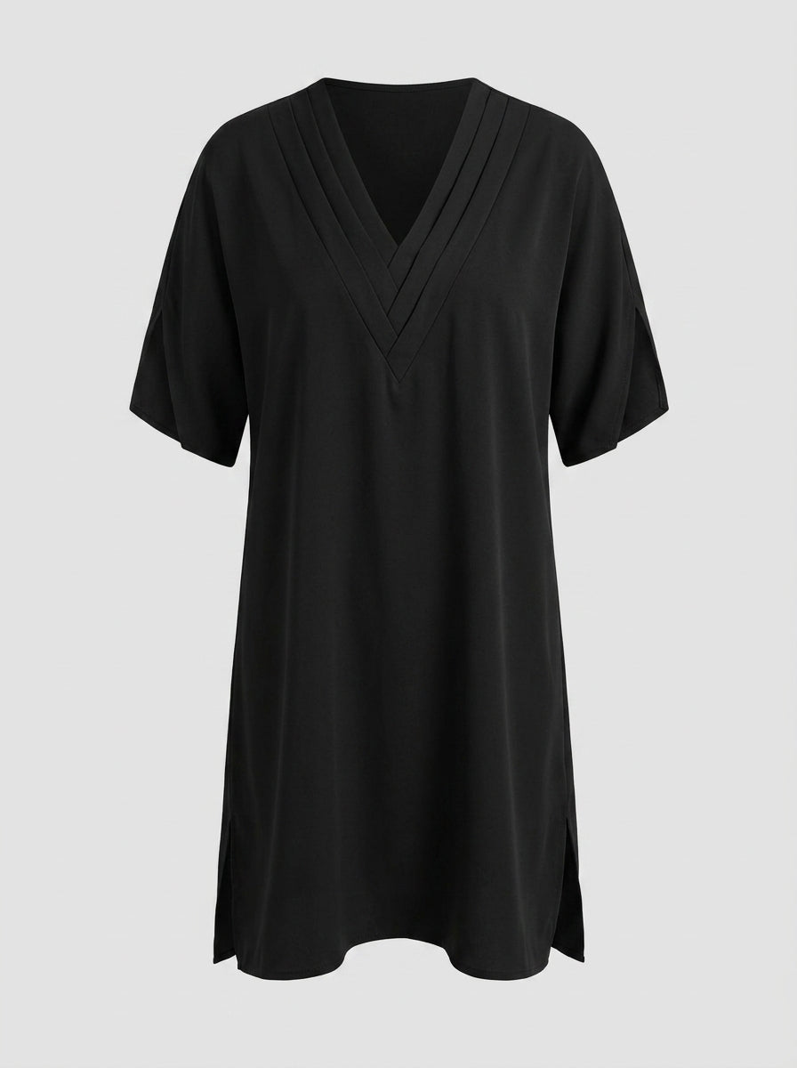 Nellie | Robe Fluide à Col en V pour Femme – Robe Élégante Coupe Ample avec Effet Amincissant au Niveau du Ventre