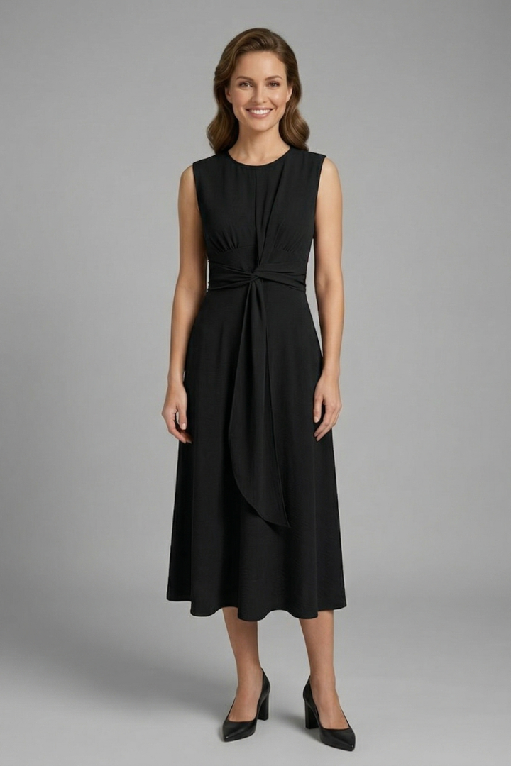 Alina | Robe Midi Femme Sans Manches – Robe Décontractée Élégante à Col Rond