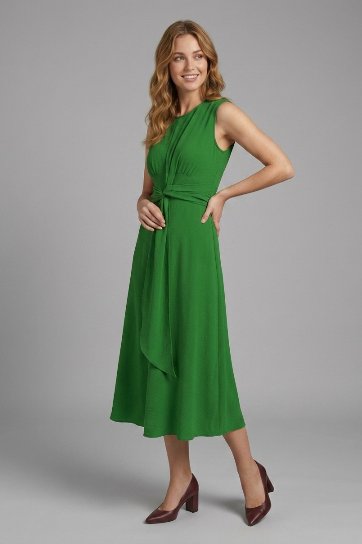 Alina | Robe Midi Femme Sans Manches – Robe Décontractée Élégante à Col Rond