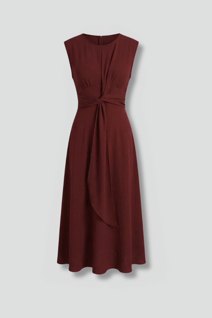 Alina | Robe Midi Femme Sans Manches – Robe Décontractée Élégante à Col Rond