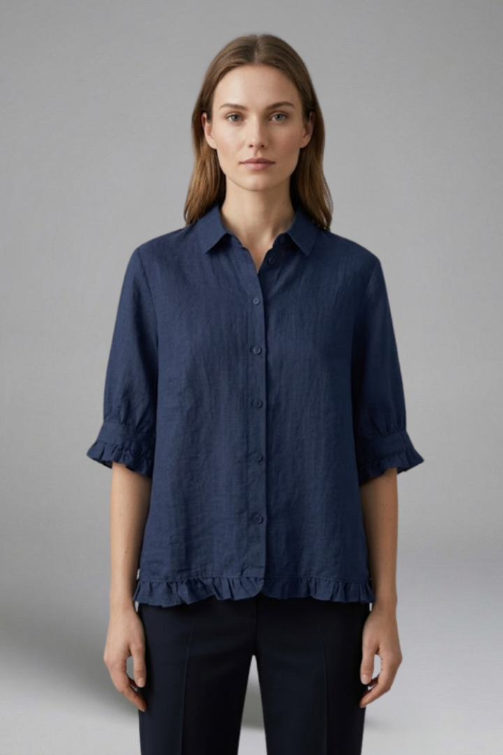 Kaisley | Chemisier décontracté boutonné pour femme avec col, manches courtes et coupe ample