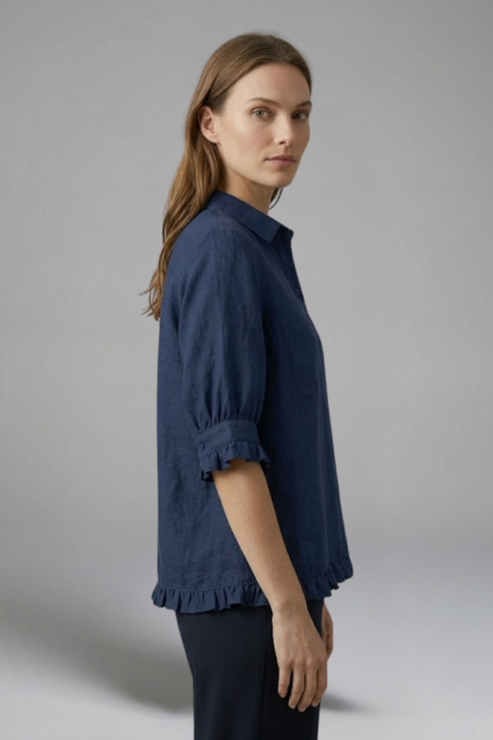 Kaisley | Chemisier décontracté boutonné pour femme avec col, manches courtes et coupe ample