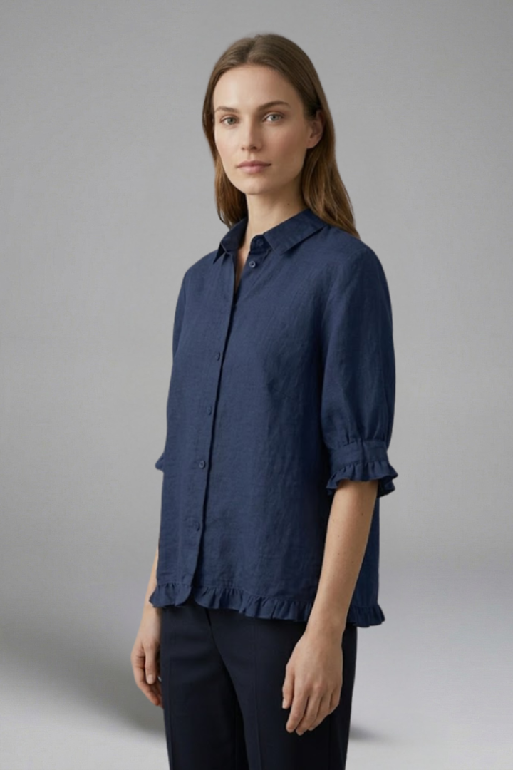 Kaisley | Chemisier décontracté boutonné pour femme avec col, manches courtes et coupe ample