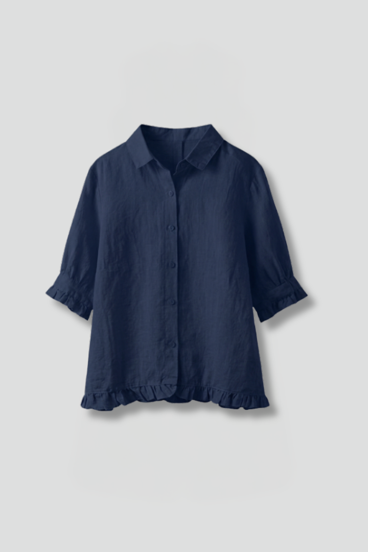 Kaisley | Chemisier décontracté boutonné pour femme avec col, manches courtes et coupe ample