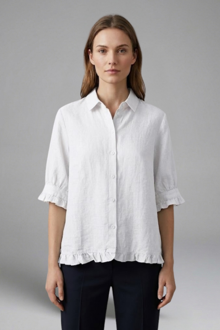 Kaisley | Chemisier décontracté boutonné pour femme avec col, manches courtes et coupe ample
