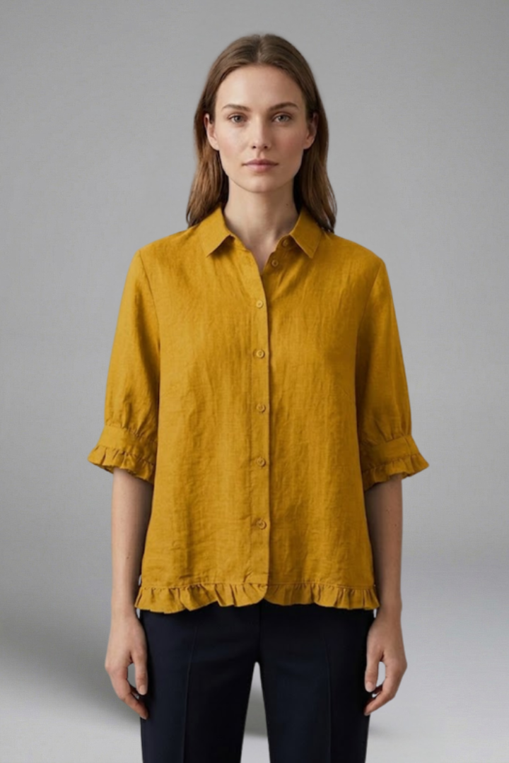 Kaisley | Chemisier décontracté boutonné pour femme avec col, manches courtes et coupe ample
