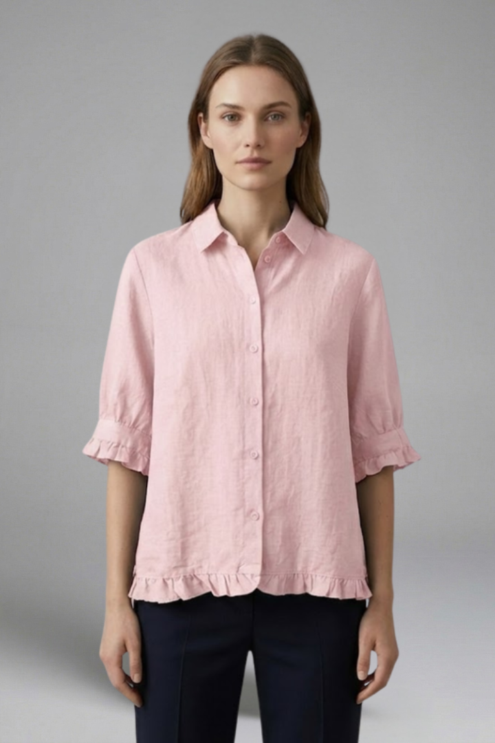 Kaisley | Chemisier décontracté boutonné pour femme avec col, manches courtes et coupe ample