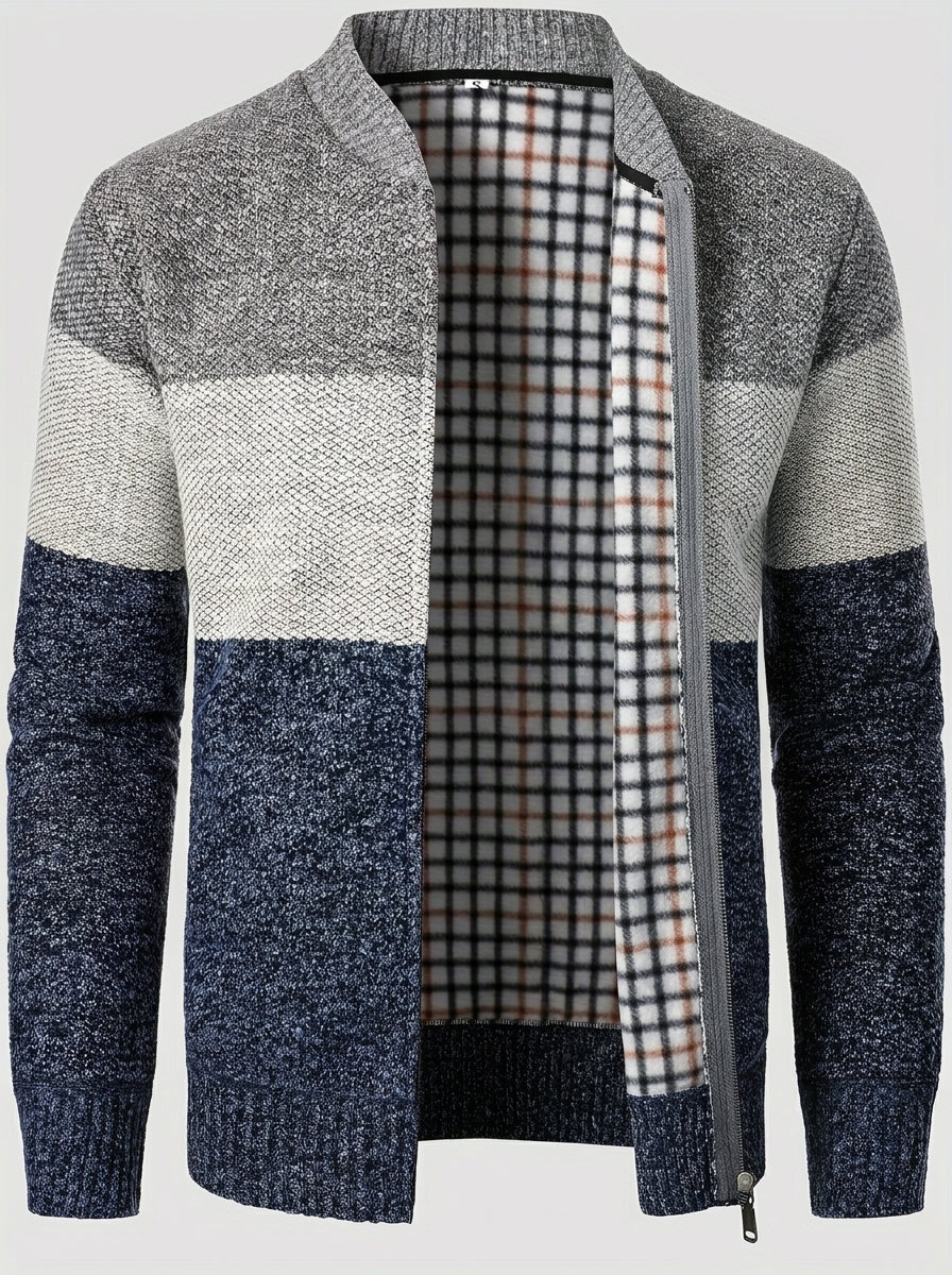 Caspian | Veste polaire à col montant pour homme – Motifs colorés, fermeture à glissière