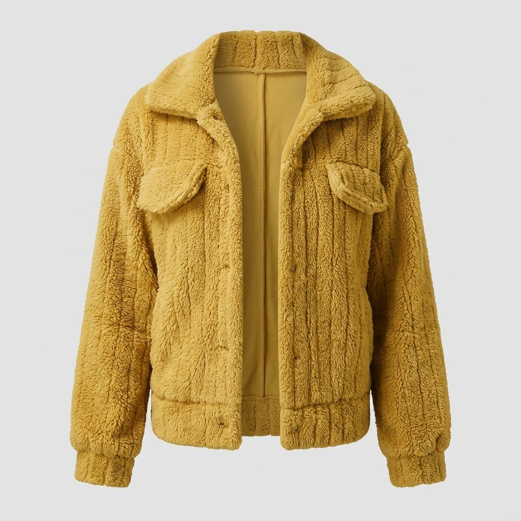 Kaeluna | Veste Teddy pour femme – Col rabattu, manches longues