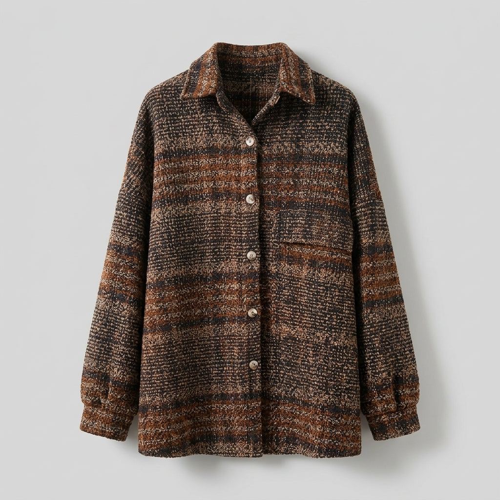Seralyn | Manteau en tweed à carreaux pour femme – Veste mi-longue boutonnée sur le devant