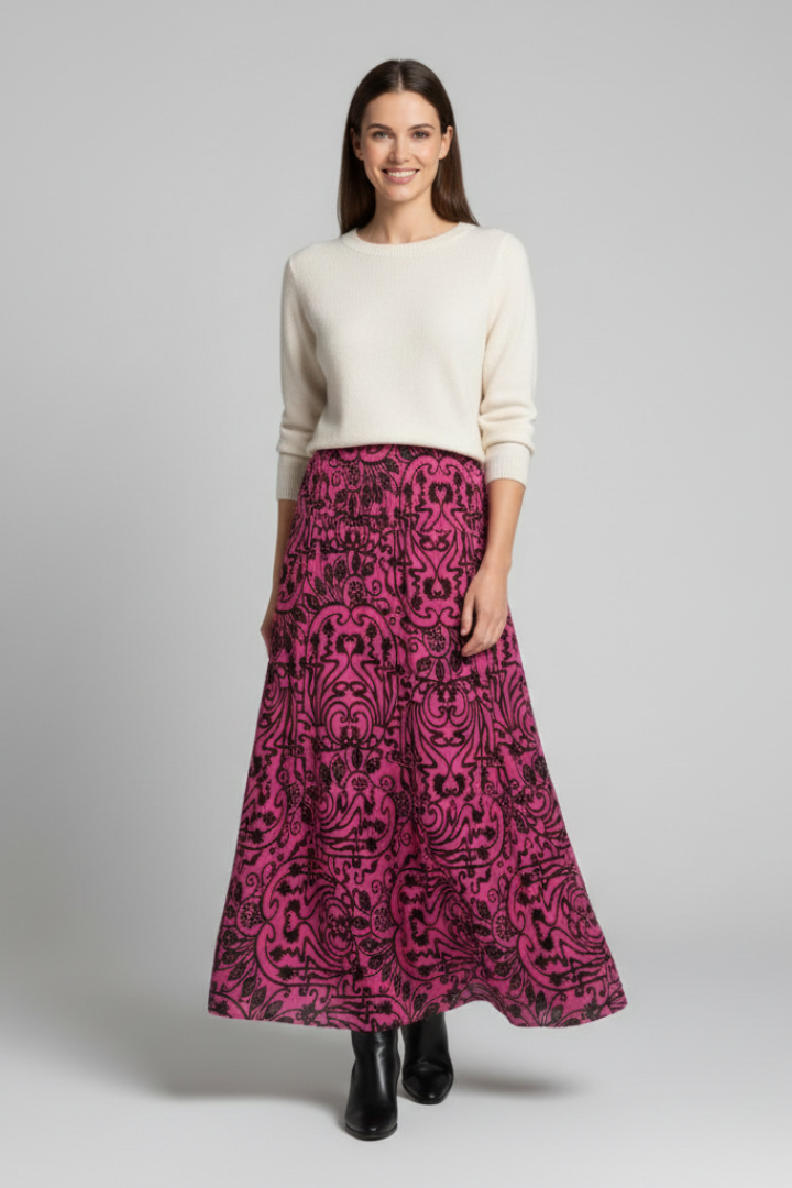 Dakota | Jupe longue imprimée pour femme – Jupe longue à taille haute et coupe trapèze